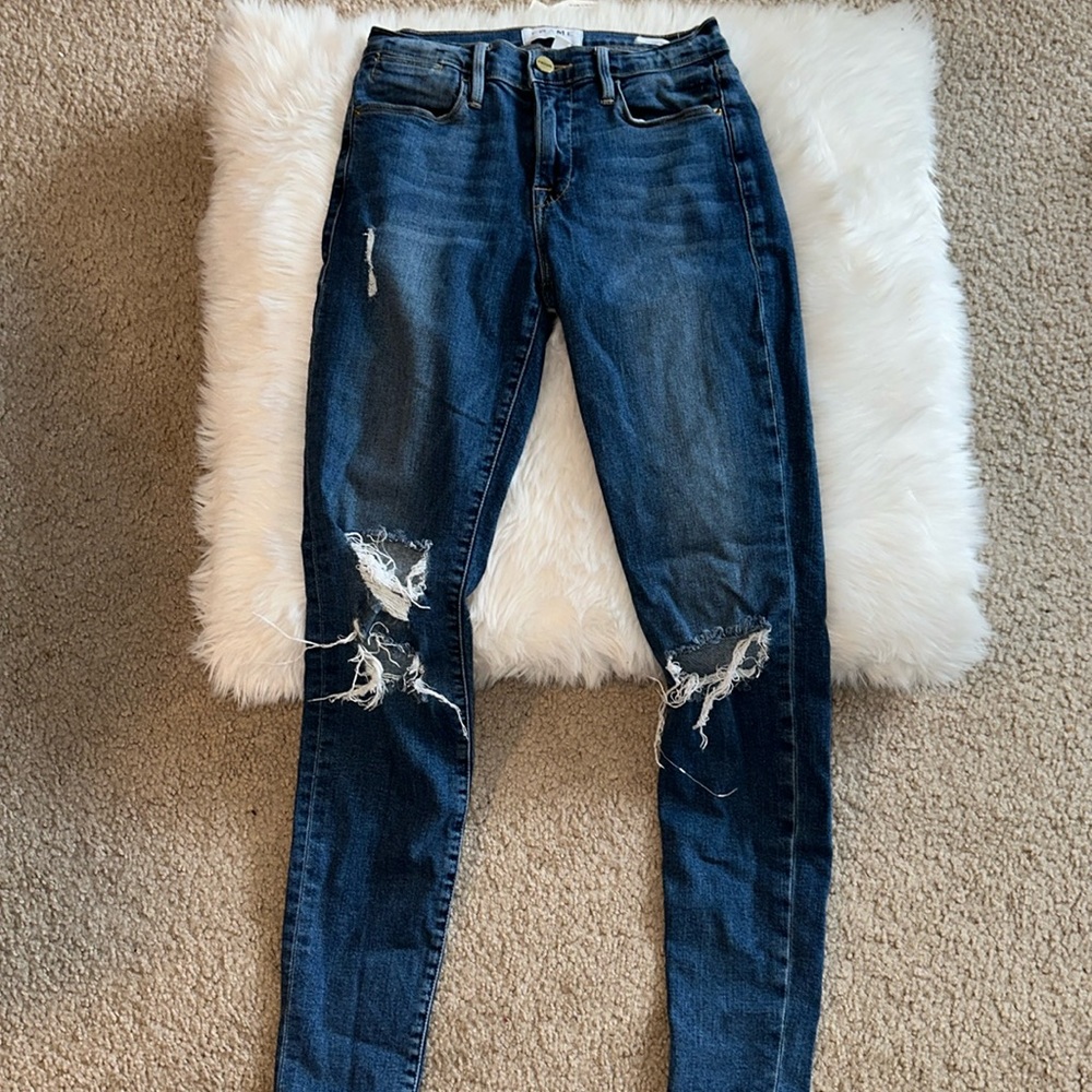 FRAME distressed, jeans, Le High Skinny, 5 pocket- Sz 24 - very gently worn